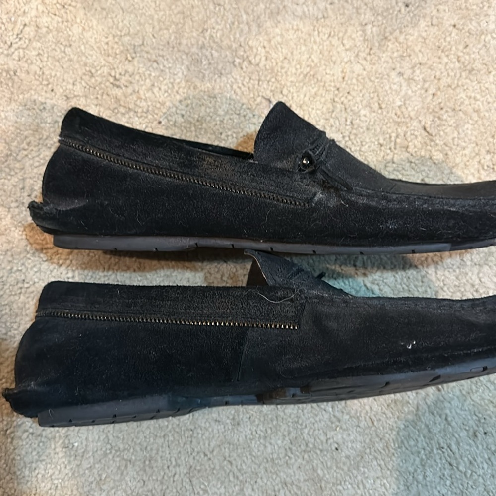John Varvatos Dark black suede Loafers size 13 - Picture 5 of 6